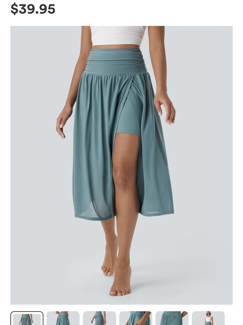HALARA Mineral Blue 2-in-1 Midi Dance Skirt With Shorts